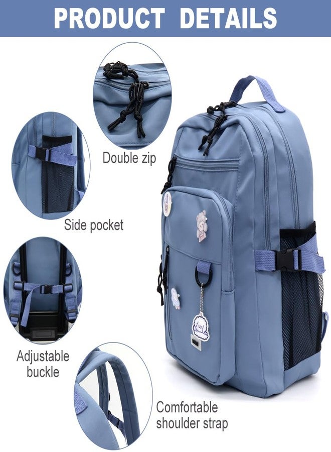 PALAY® School Backpack for Girls Fashion Outdoor Backpack with Hiking Multi-Layer Zip-up Compartments Casual Travel Book Bag 31x19x43cm Blue Durable Lightweight Design - Image 4