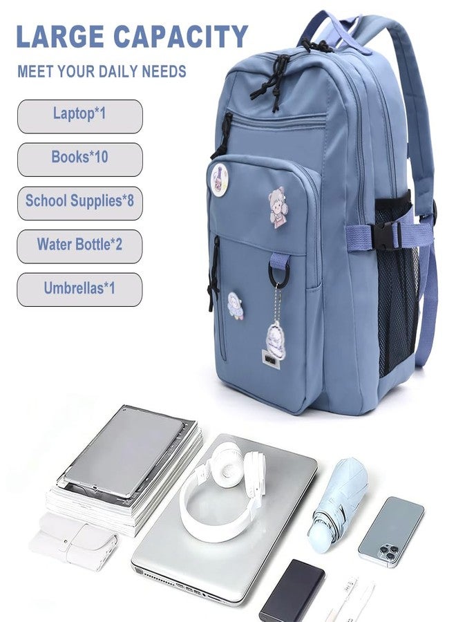 PALAY® School Backpack for Girls Fashion Outdoor Backpack with Hiking Multi-Layer Zip-up Compartments Casual Travel Book Bag 31x19x43cm Blue Durable Lightweight Design - Image 5