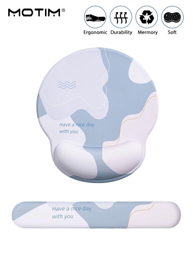 Motim - 2 IN 1 Ergonomic Mouse Pad Wrist Support Pad, Comfortable Mouse Pad Wrist Rest Pad, Memory Foam, Wrist Pain Relief Easy Typing, for Desktop Computer, Laptop, Mac, Gaming, Office - Image 1