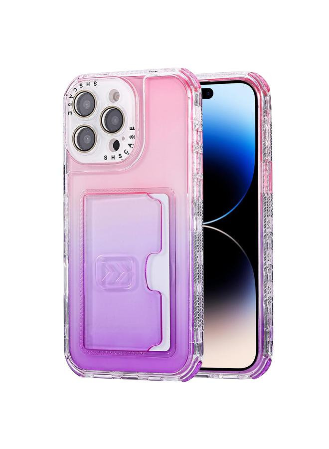 اس-توب جراب لهاتف iPhone 14 Pro Max بلون متدرج مصنوع من مادة TPU + PC مع فتحة بطاقة وغطاء كامل للهاتف - Image 1