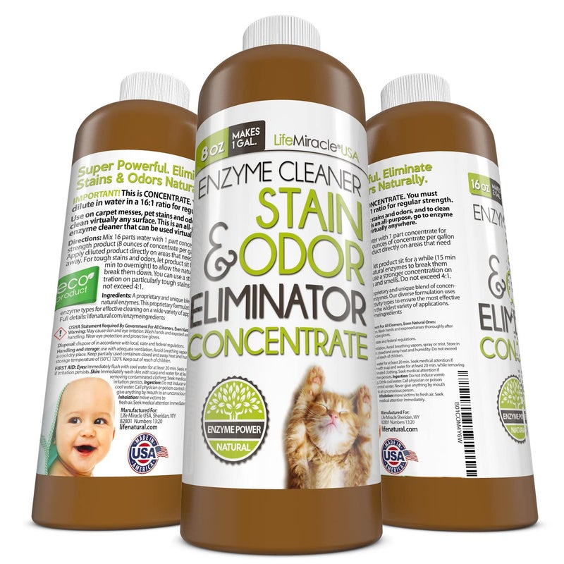 Life Miracle Enzyme Cleaner & Pet Odor Eliminator CONCENTRATE | Deep Cleaning Enzymatic Spot Remover For Dog Cat Urine, Rug, Carpet, Upholstery & Car Stains & Smells | Makes 128 oz | Made In the USA - Image 5