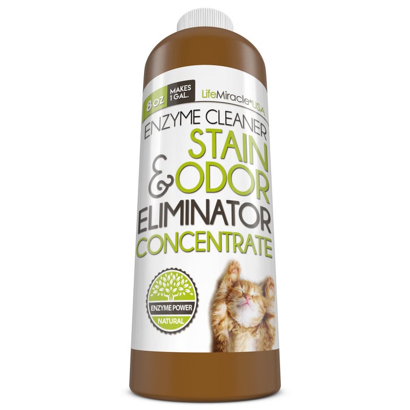 Life Miracle Enzyme Cleaner & Pet Odor Eliminator CONCENTRATE | Deep Cleaning Enzymatic Spot Remover For Dog Cat Urine, Rug, Carpet, Upholstery & Car Stains & Smells | Makes 128 oz | Made In the USA - Image 1