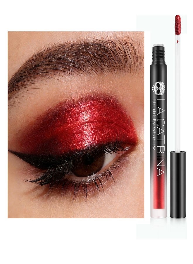 La Catrina Liquid Red Metallic Eyeshadow - High Pigment Quick-Drying Sparkly Red Gothic Eyeshadow for Sensitive Eyes, Long Last Burgundy Eye Shadow for Christmas, Party, Easy to Remove, Crease-proof & Vegan #07 - Image 1