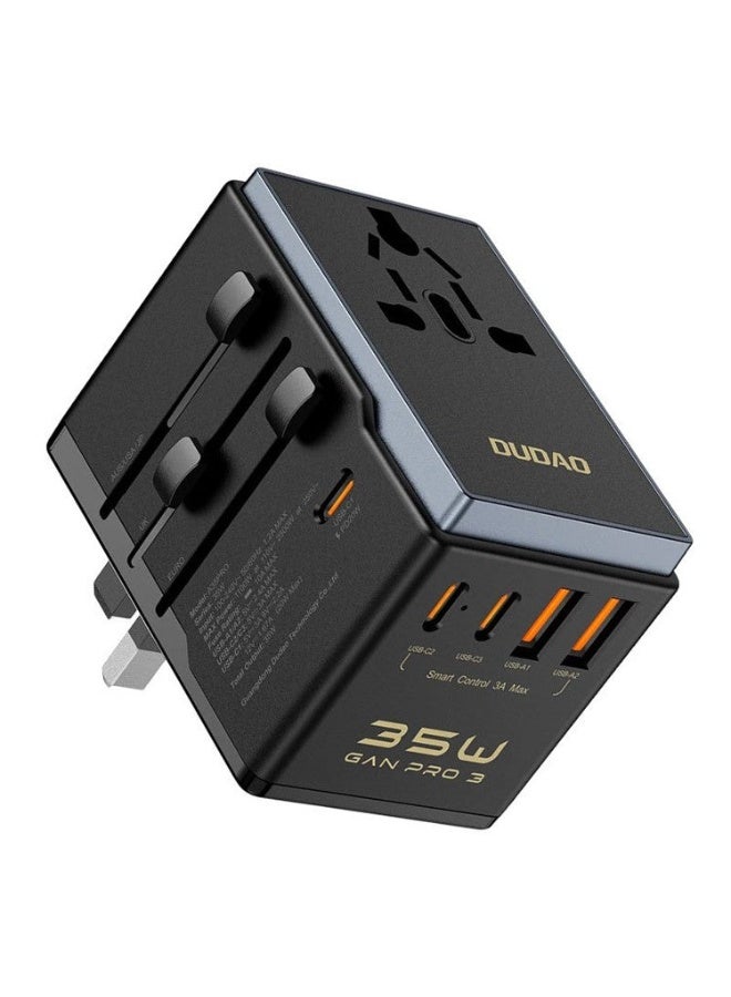 دوداو شاحن السفر العالمي DUDAO A35Pro A35Pro محول شحن سريع GaN بقوة 35 وات مع منفذي USB و3 منافذ Type-C - Image 1