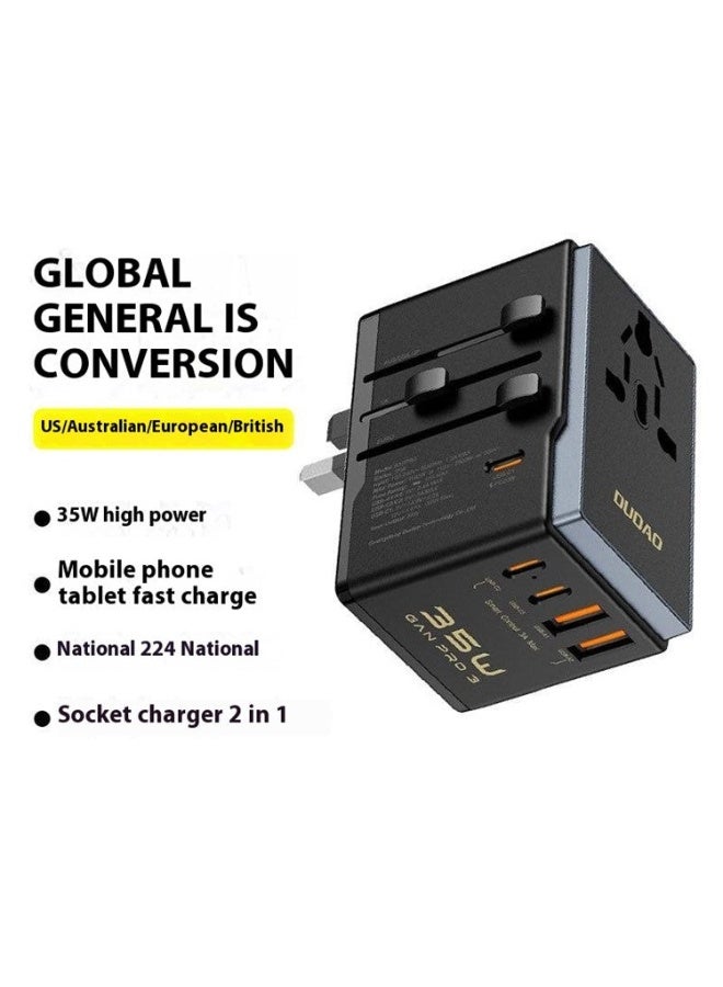 دوداو شاحن السفر العالمي DUDAO A35Pro A35Pro محول شحن سريع GaN بقوة 35 وات مع منفذي USB و3 منافذ Type-C - Image 3