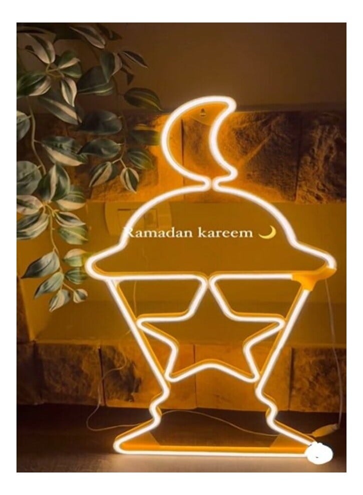 شجرة رمضان مبارك الجديدة معلقة على الحائط بإضاءة نيون مرنة من البلاستيك مقاس 50 سم - Image 1
