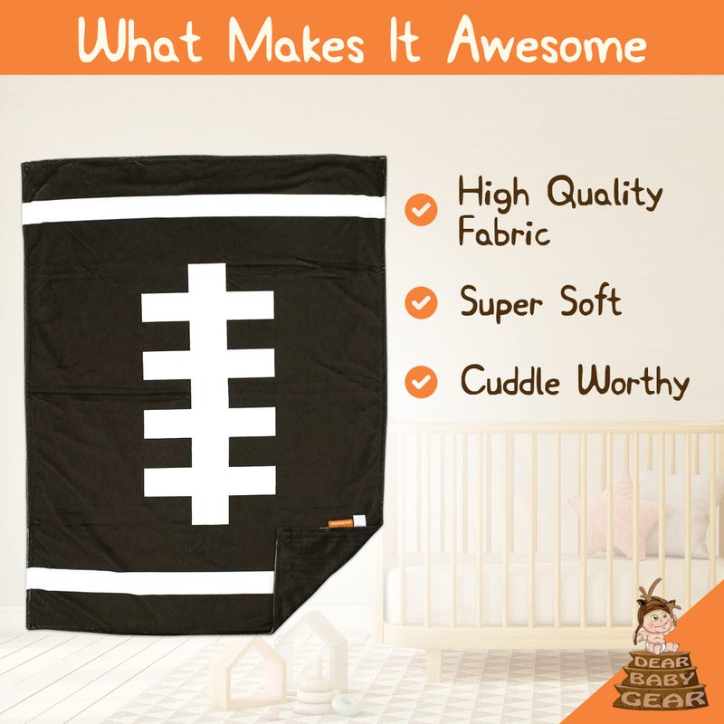 Dear Baby Gear - Reversible Baby Blankets - Soft Nursery Blanket for Newborn - Toddler Blankey - Throw Blanket for Boys & Girls - Infant Blankets - 40x30 (Deluxe Football - Brown) - Image 4