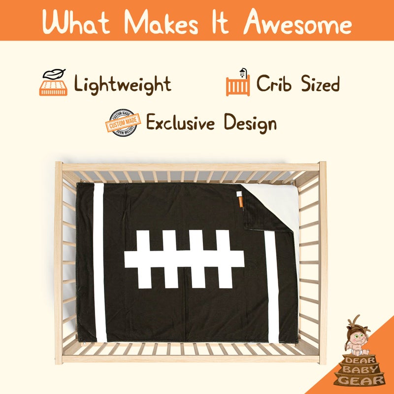 Dear Baby Gear - Reversible Baby Blankets - Soft Nursery Blanket for Newborn - Toddler Blankey - Throw Blanket for Boys & Girls - Infant Blankets - 40x30 (Deluxe Football - Brown) - Image 3