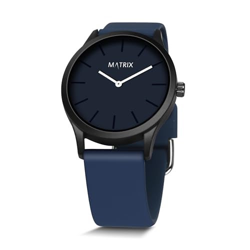 Matrix Minimalist Dial with Softest Silicone Strap Analog Wrist Watch for Men & Boys (Blue) - Image 3