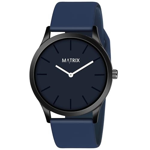 Matrix Minimalist Dial with Softest Silicone Strap Analog Wrist Watch for Men & Boys (Blue) - Image 1