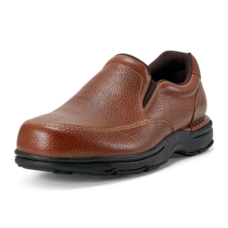 Rockport Men's Eureka Slip-on, Medium Brown Leather, 10 Wide
