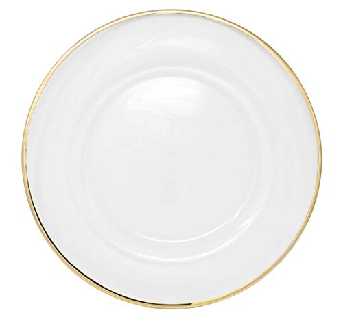 Ms Lovely Clear Glass Charger 13 Inch Dinner Plate With 0.5 CM Metallic Rim - Set of 4 - Gold - Image 2