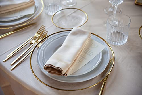 Ms Lovely Clear Glass Charger 13 Inch Dinner Plate With 0.5 CM Metallic Rim - Set of 4 - Gold - Image 5