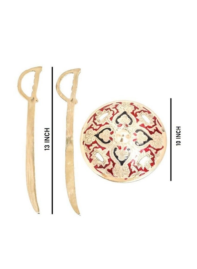 Skywalk قطعة عرض حائط سكايووك مصنوعة يدويًا من النحاس الأصفر دhal تالوار | سيف درع عتيق للتعليق على الحائط - للمنزل، غرفة المعيشة، ديكور الحائط والهدايا - (الحجم-10 بوصة) - Image 4