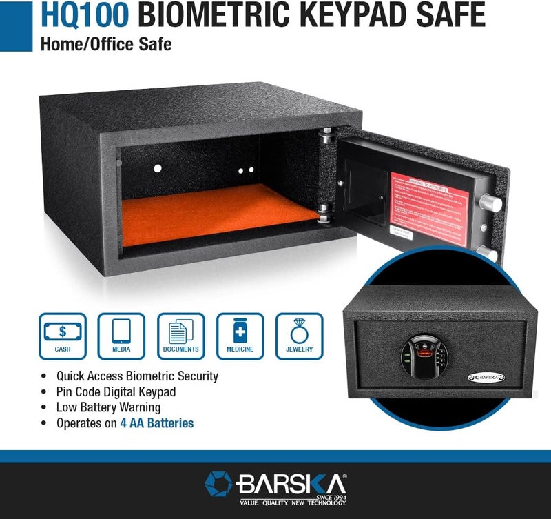 Barska Digital Keypad Biometric Fingerprint Security Home Safe Box  046 Cu Ft Compact - Image 2