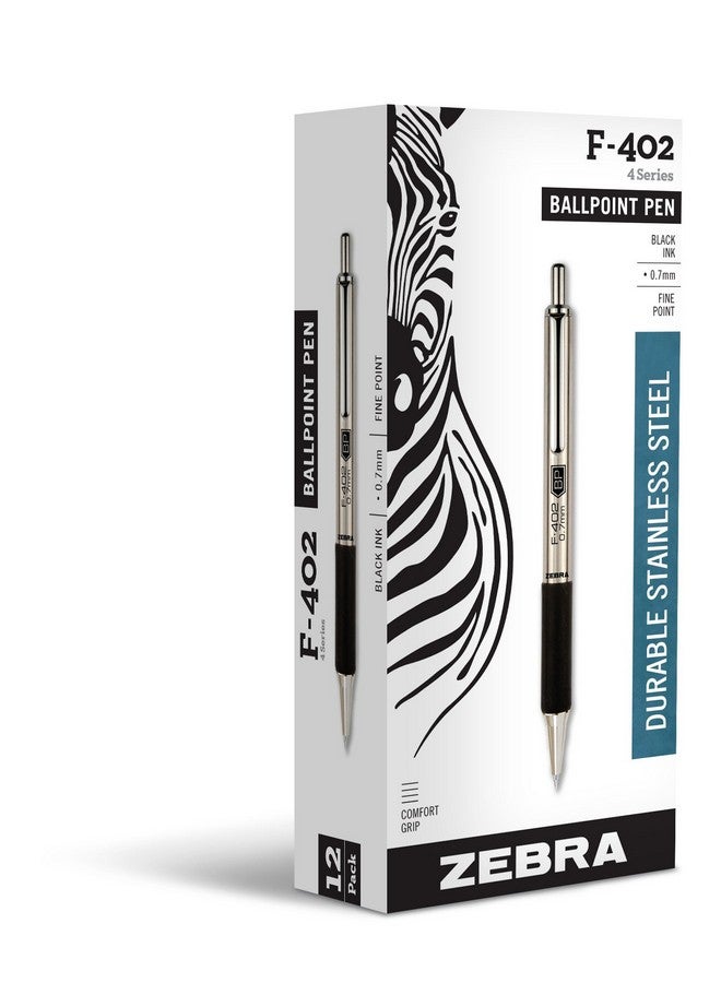 Zebra Pen F402 Retractable Ballpoint Pen, 12 Count, Black (29210) - Image 1