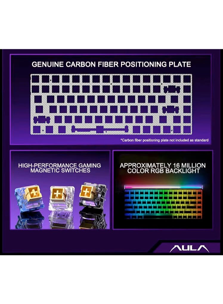 أولا AULA HERO68 HE Grey 68-Key Side Printed Magnetic Switch Mechanical Keyboard - Image 4