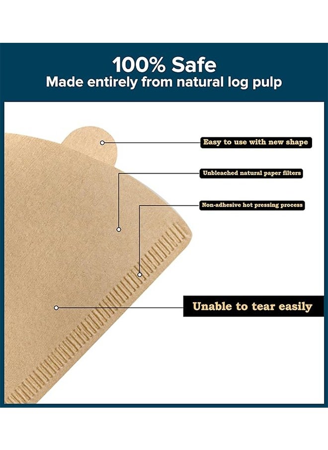 Ocean - 100pcs Coffee Filters V60 Cone Paper Brown Coffee Filters Unbleached Paper Filters Compatible with Pour Over Drippers 2-4 Cups Size 02 Coffee Filters v60 - Image 1