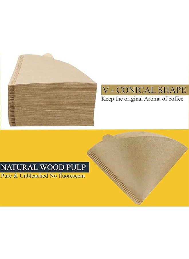 Ocean - 100pcs Coffee Filters V60 Cone Paper Brown Coffee Filters Unbleached Paper Filters Compatible with Pour Over Drippers 2-4 Cups Size 02 Coffee Filters v60 - Image 1