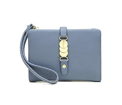 AOXONEL Womens Wallets Small Rfid Bifold Wristlet,Ladies Wallets for Card Coin,Change Purse with Wrist Strap (Blue) - Image 4