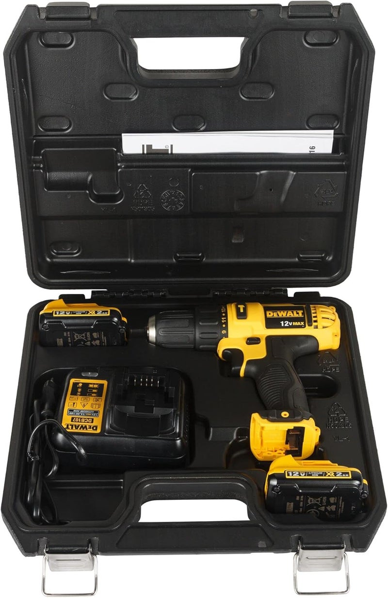 DEWALT 12V 10Mm Subcompact Hammer Drill Driver With Extra Battery, Yellow/Black, Dcd716D2-B5 - Image 3