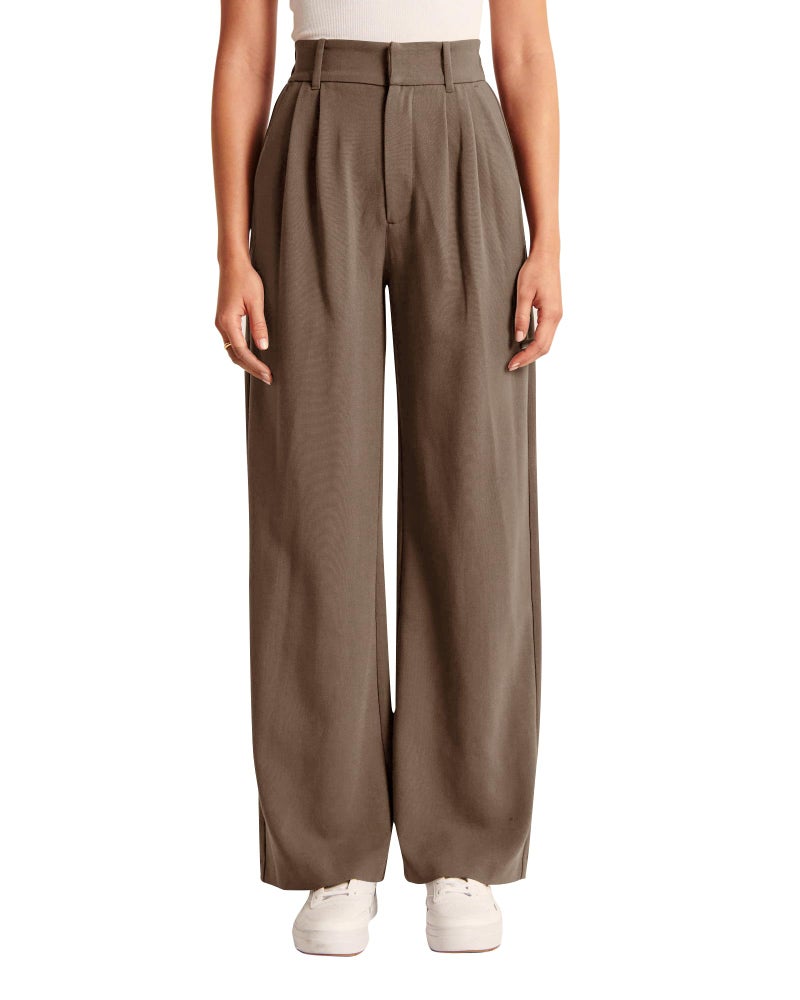 NIMIN Wide Leg Pants for Women Trendy Business Casual Pants Office Wear Petite Ladies Palazzo Trousers Pants with Pockets Tawny X-Small - Image 2