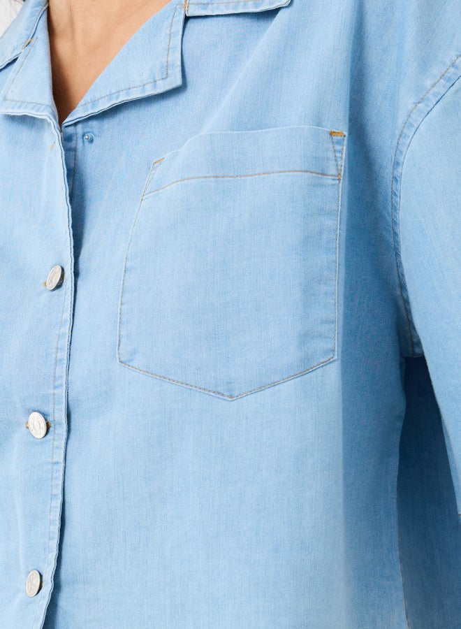 Styli Solid Notch Lapel Boxy Buttoned Top  - Image 4