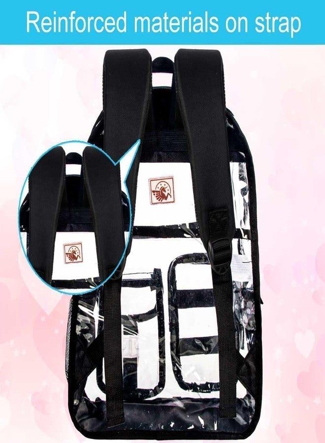 CCJPX Clear Backpack, Heavy Duty Transparent Bookbag for Girls Women, Cute School See Through Backpacks for Teens Elementary - Black - Image 5
