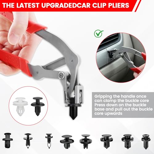 YOUBISON Car Clip Pliers, Panel Clip Removal Tool, Professional Auto Clip Removal Pliers for Automotive Plastic Fasteners, Push Pin & Door Trim, Damage-Free Interior & Exterior Disassembly Tool - Image 2