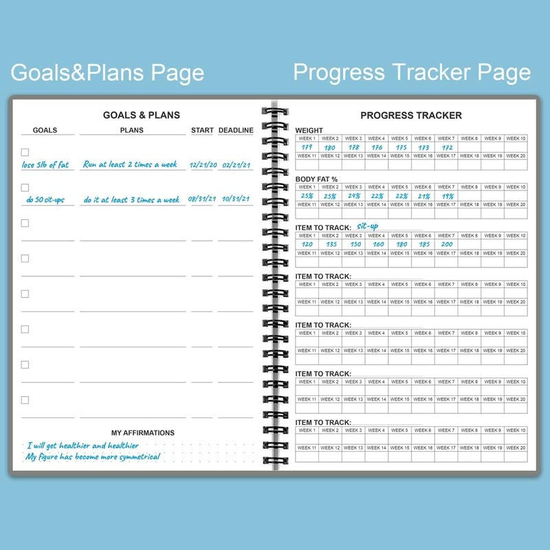 Nokingo Fitness Planner for Women & Men - A5 Workout Log Book/Exercise Log to Track Weight Loss, Gym, Bodybuilding Progress - Daily Health & Wellness Journal, 5.8X8.25 In Workout Book - Image 3