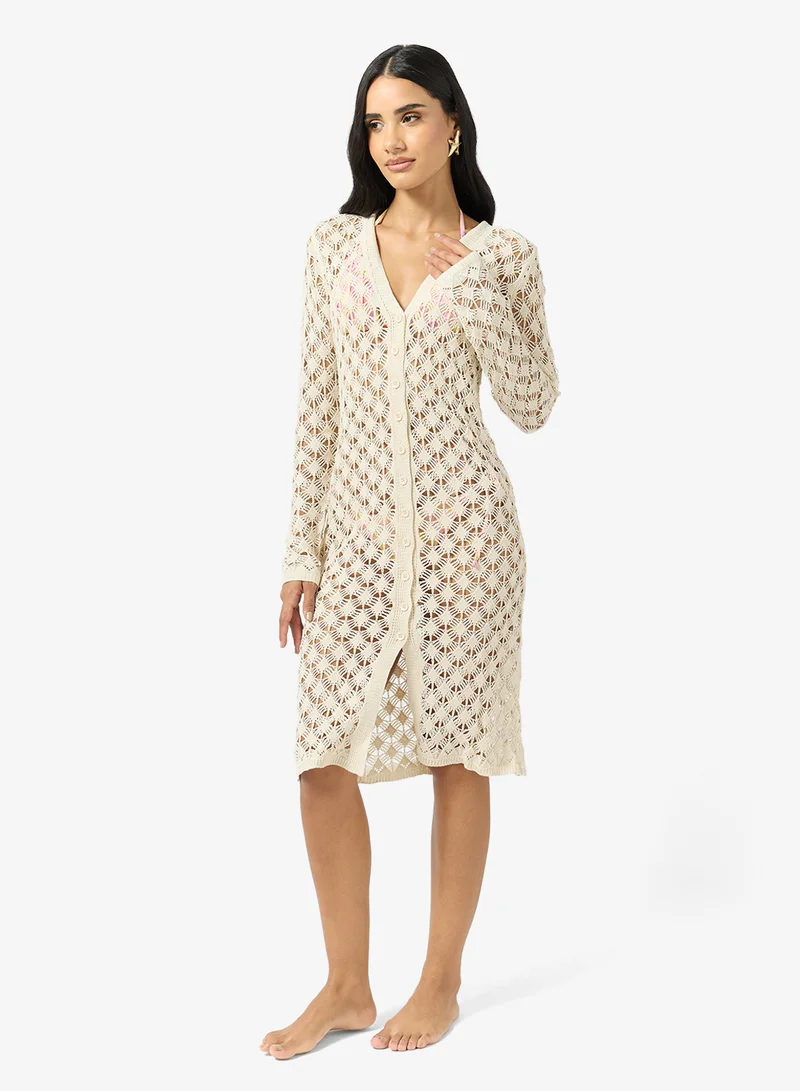 Ginger Crochet Beach Shirt Dress