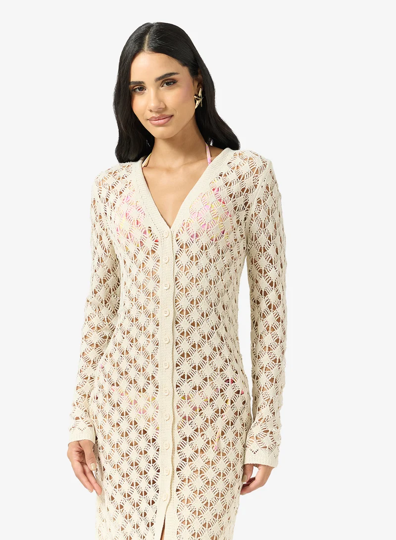 Ginger  Crochet Beach Shirt Dress for Women | Best Price UAE