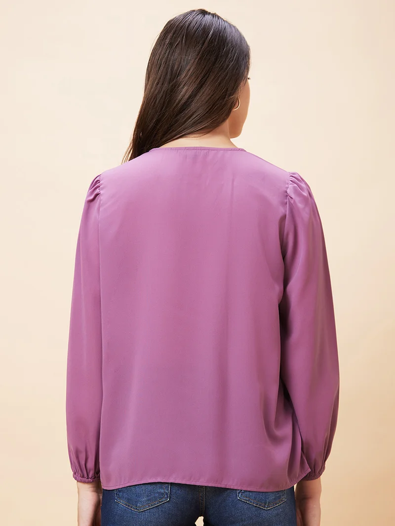 globus Women Tie-Up Neck Shirt Style Top