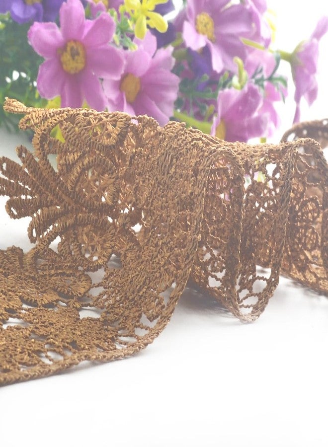 Kuasting 7.5 Yards Floral Lace Edge Trim 9CM Width Clothing Lace Europe Chips Pattern Inelastic Embroidery Lace Trim for Sewing Making, DIY Crafts, Gift Wrapping, Wedding Decor (Light Coffee) - Image 3
