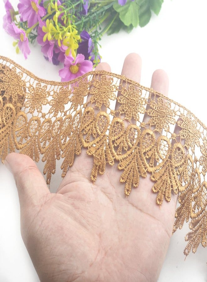 Kuasting 7.5 Yards Floral Lace Edge Trim 9CM Width Clothing Lace Europe Chips Pattern Inelastic Embroidery Lace Trim for Sewing Making, DIY Crafts, Gift Wrapping, Wedding Decor (Light Coffee) - Image 5