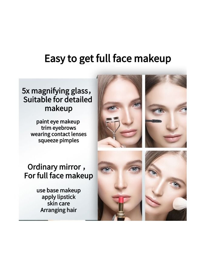 EHOME Portable Led Makeup Mirror Pocket Mirror Compact Travel Mirror Portable Hand-Held Gift Pocket Small Folding Mirror Battery Style White - Image 3