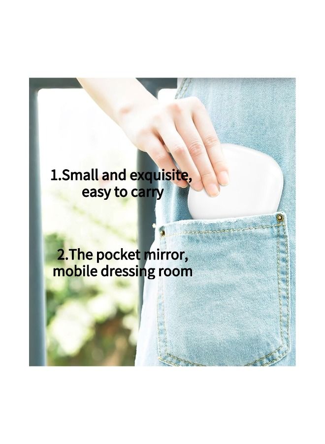 EHOME Portable Led Makeup Mirror Pocket Mirror Compact Travel Mirror Portable Hand-Held Gift Pocket Small Folding Mirror Battery Style White - Image 2