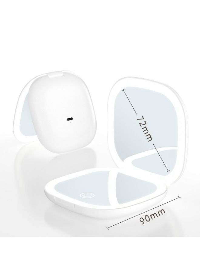 EHOME Portable Led Makeup Mirror Pocket Mirror Compact Travel Mirror Portable Hand-Held Gift Pocket Small Folding Mirror Battery Style White - Image 5