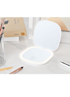 EHOME Portable Led Makeup Mirror Pocket Mirror Compact Travel Mirror Portable Hand-Held Gift Pocket Small Folding Mirror Battery Style White  - Image 1