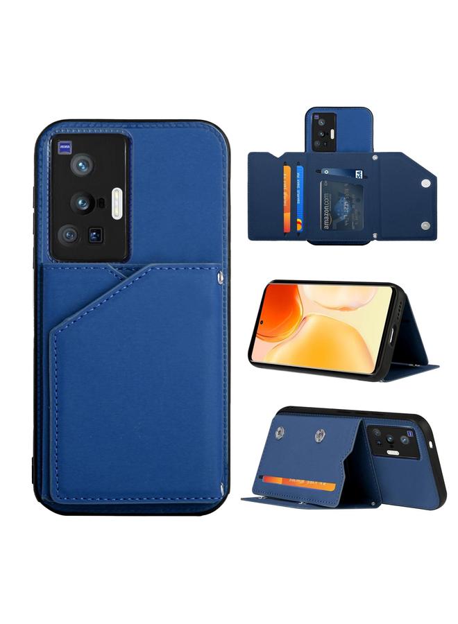 erorex Case For vivo X70 Pro Skin Feel PU + TPU + PC Back Cover Shockproof Case with Card Slots & Holder & Photo Frame - Image 1