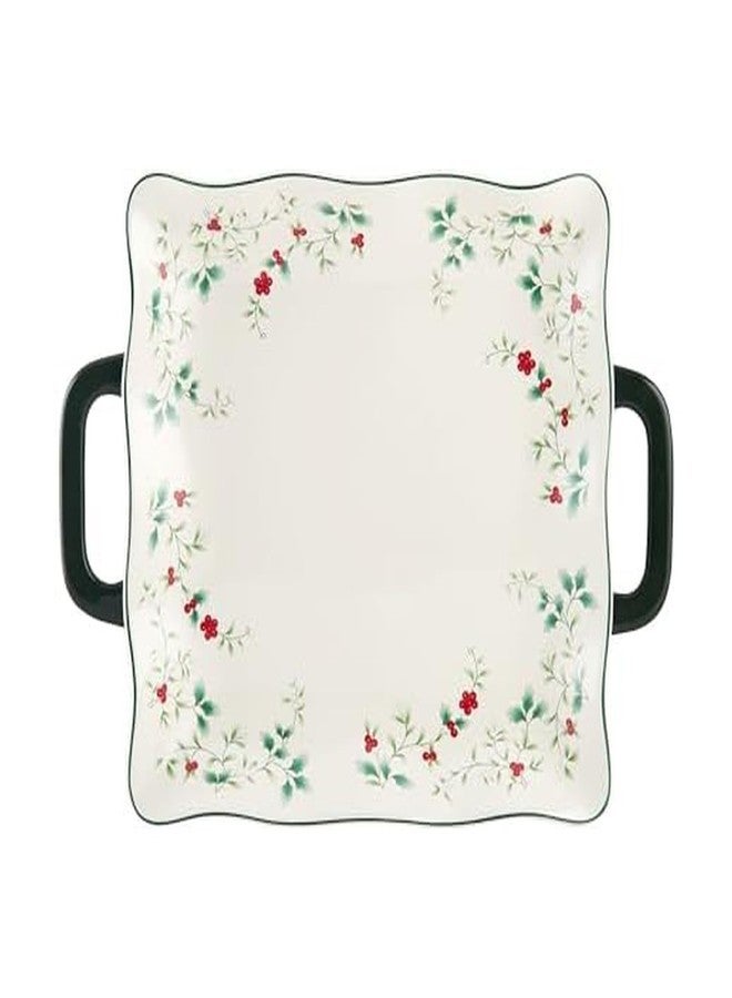 Pfaltzgraff Winterberry Square Platter with Handles, Multicolored, 15.25 Inch - Image 1