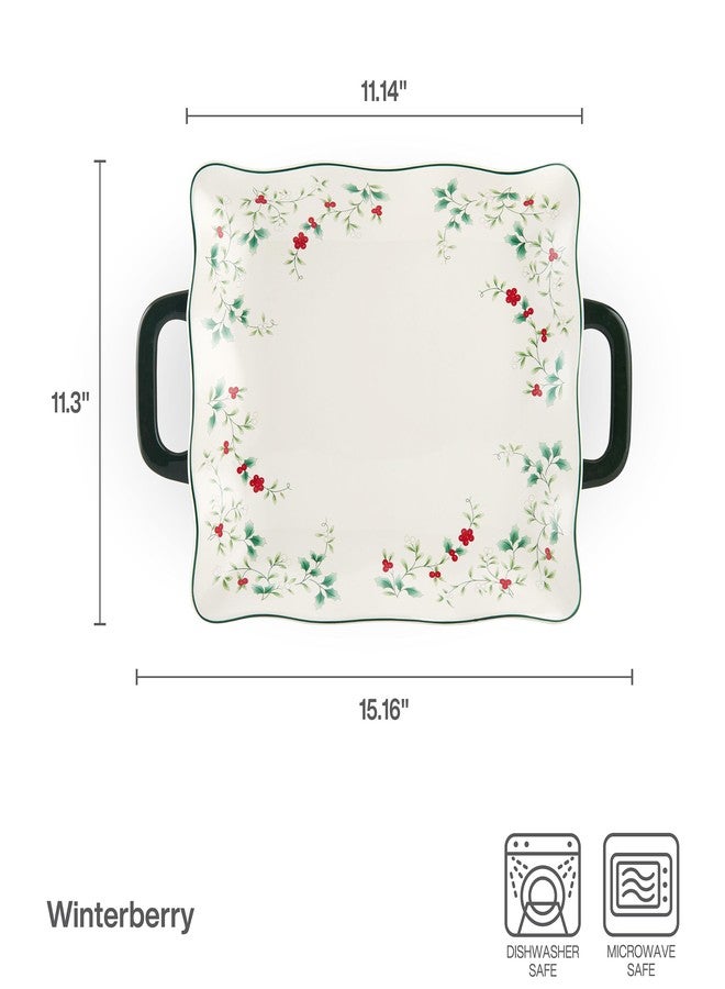 Pfaltzgraff Winterberry Square Platter with Handles, Multicolored, 15.25 Inch - Image 2
