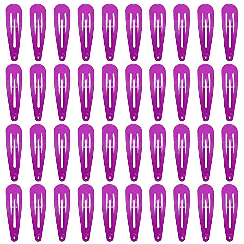 40 Counts Colorful Metal Snap Hair Clips 2 Inch Barrettes for Women Accessories purple