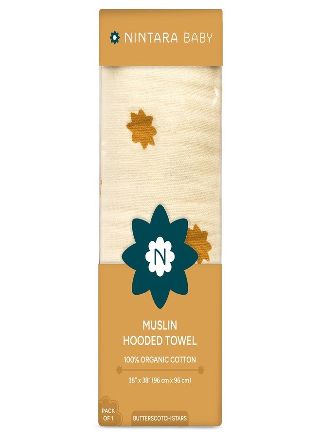 NINTARABABY Hooded Towel - 100% Organic Premium Muslin Cotton, 38" x 38" (96 cm x 96 cm), Ultra-Absorbent, Soft, Breathable, Extra-Large, Hypoallergenic, Gifts for Infants & Toddlers - Image 1
