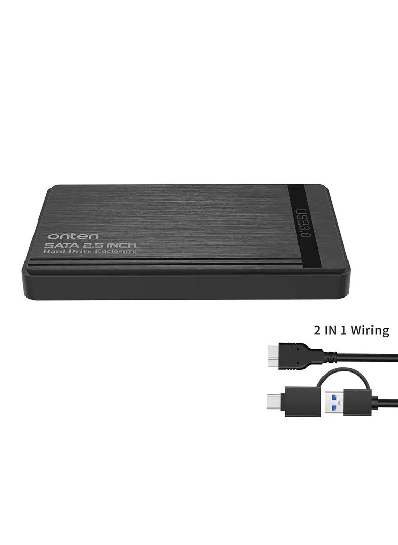 أونتن - حافظة خارجية UHD1 مقاس 2.5 بوصة SSD وHDD – USB 3.2 Gen1 / USB-C إلى SATA – حتى 5 تيرابايت – لحمل محرك الأقراص الصلبة الخارجي لأجهزة الكمبيوتر المحمولة والكمبيوتر الشخصي | أسود (OTN-UHD) - Image 1