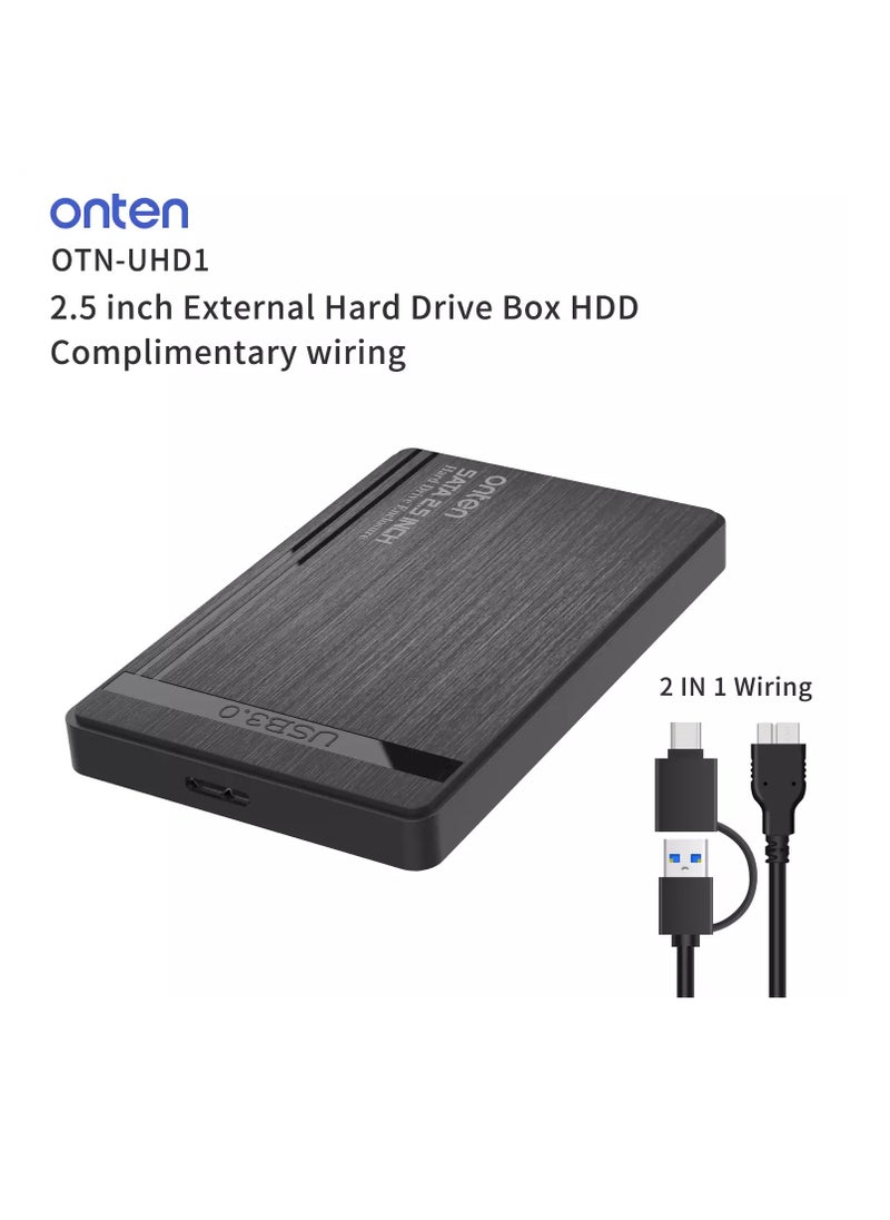أونتن - حافظة خارجية UHD1 مقاس 2.5 بوصة SSD وHDD – USB 3.2 Gen1 / USB-C إلى SATA – حتى 5 تيرابايت – لحمل محرك الأقراص الصلبة الخارجي لأجهزة الكمبيوتر المحمولة والكمبيوتر الشخصي | أسود (OTN-UHD) - Image 1