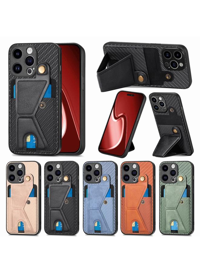 S-TOP Case For iPhone 15 Carbon Fiber Wallet Flip Card K-shaped Holder Phone Case - Image 5