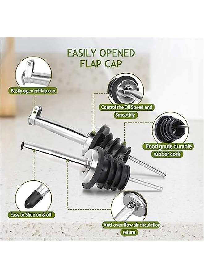 TRASSLE Glass Olive Oil Bottle Dispenser - 500ml Green Oil and Vinegar Cruet with Pourers and Funnel - Olive Oil Carafe Decanter for Kitchen - Image 5