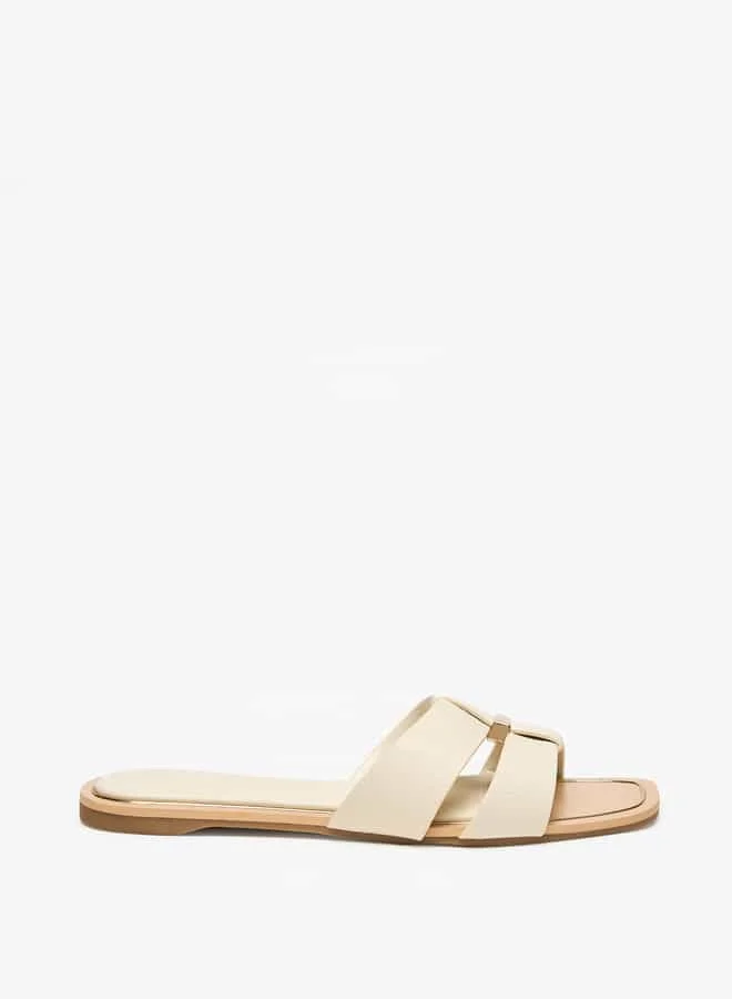 Celeste Women's Textured Slip-On Sandals with Metal Accent