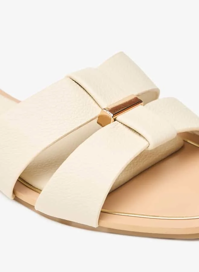 Celeste Women's Textured Slip-On Sandals with Metal Accent